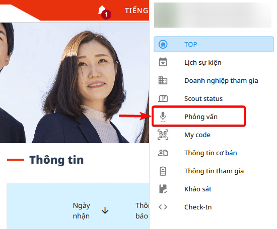Chọn mục Phỏng vấn