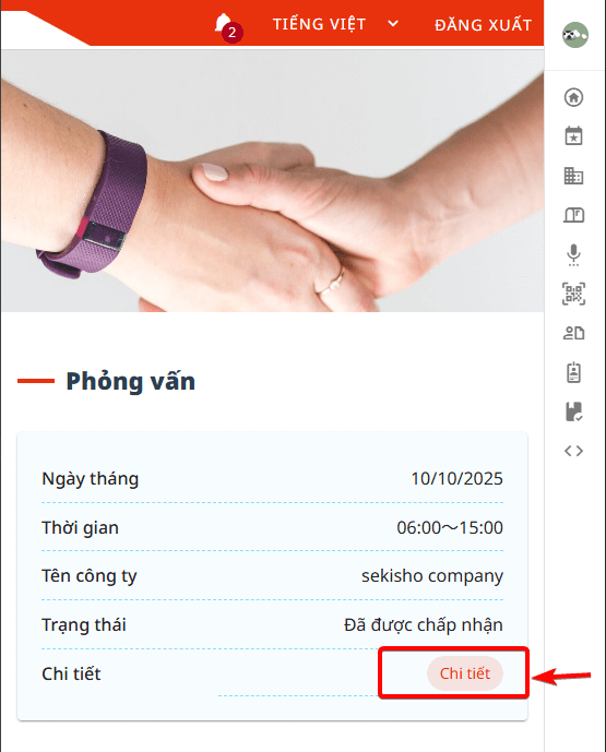 Chọn mục chi tiết