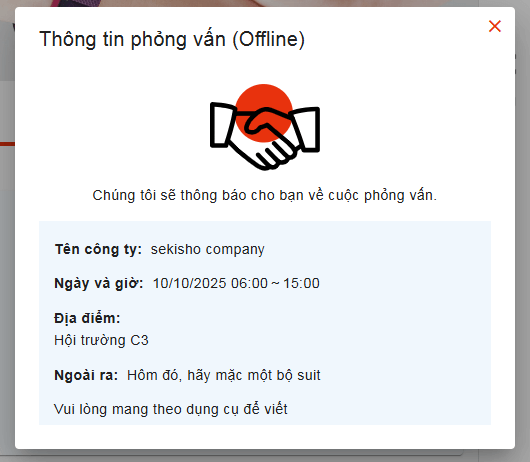 Hiển thị thông tin phỏng vấn